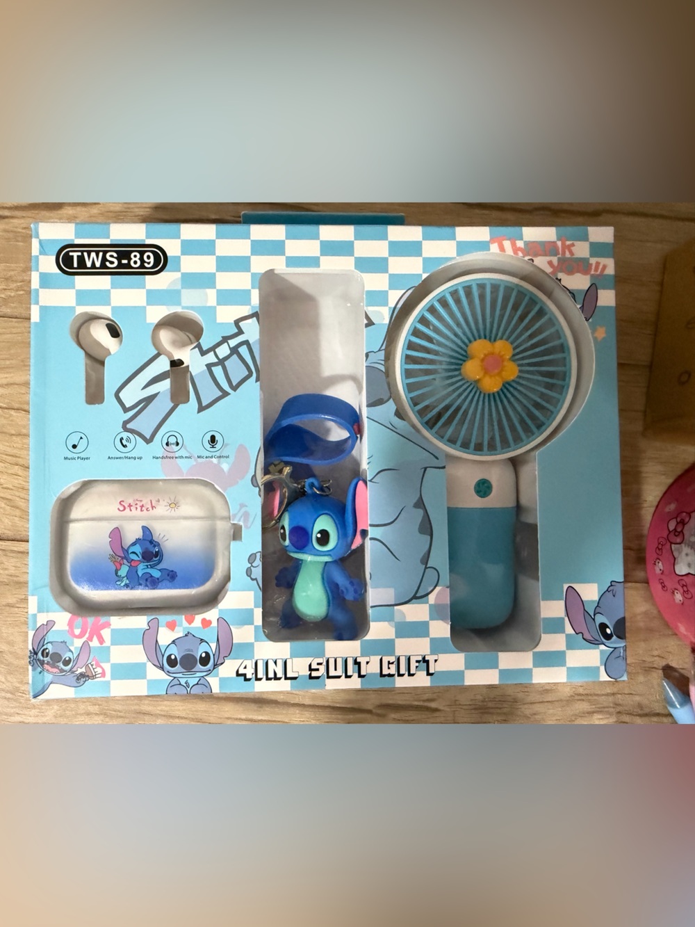 Disney Stitch Blue and Turquoise 4-in-1 Wearable Fan Gift Set